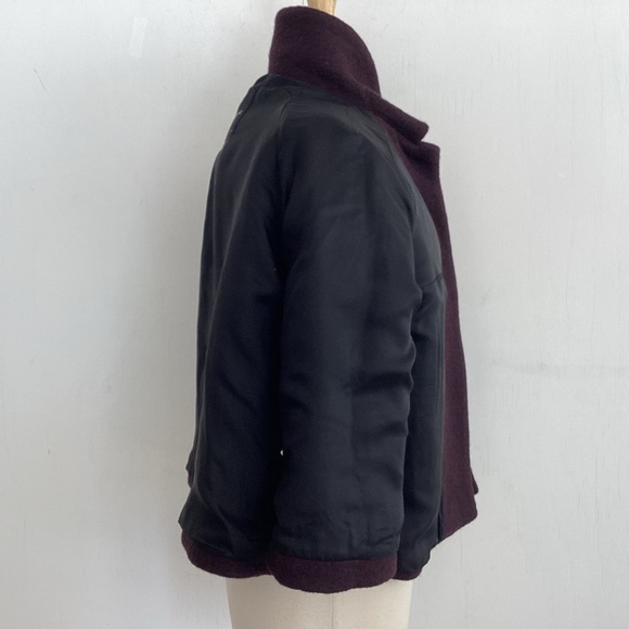 Zara wool blend, lined,cropped, swing peterpan collar 3 button plum jacket Sz XL - Picture 7 of 12